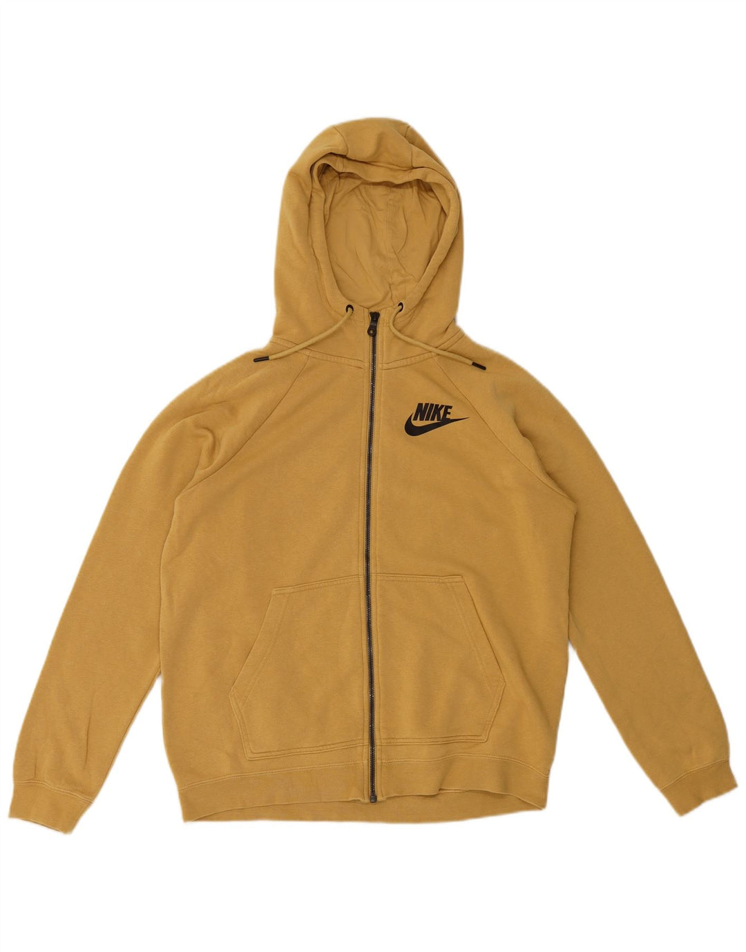 Nike Mens Zip Hoodie Sweater Medium Yellow Cotton