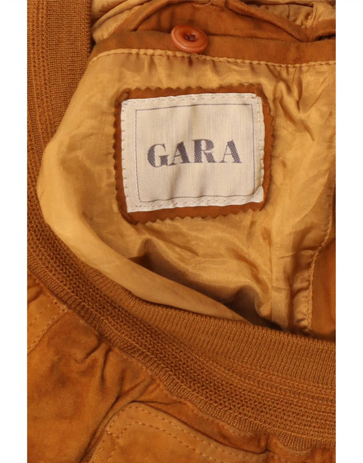 Gara Mens Suede Bomber Jacket IT 48 Couro Bege Médio