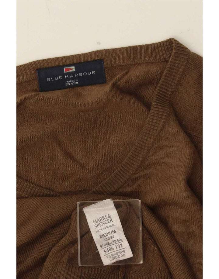 Marks & Spencer Jersey con Cuello en V Azul Harbor para Hombre Beige Medio