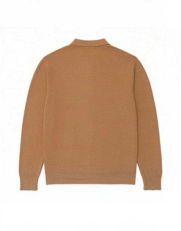 J. Crew Mens Polo Neck Jumper Sweater Large Beige Cotton