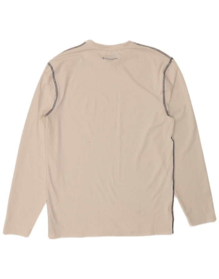 CHAMPION Mens Top Long Sleeve 2XL White Polyester