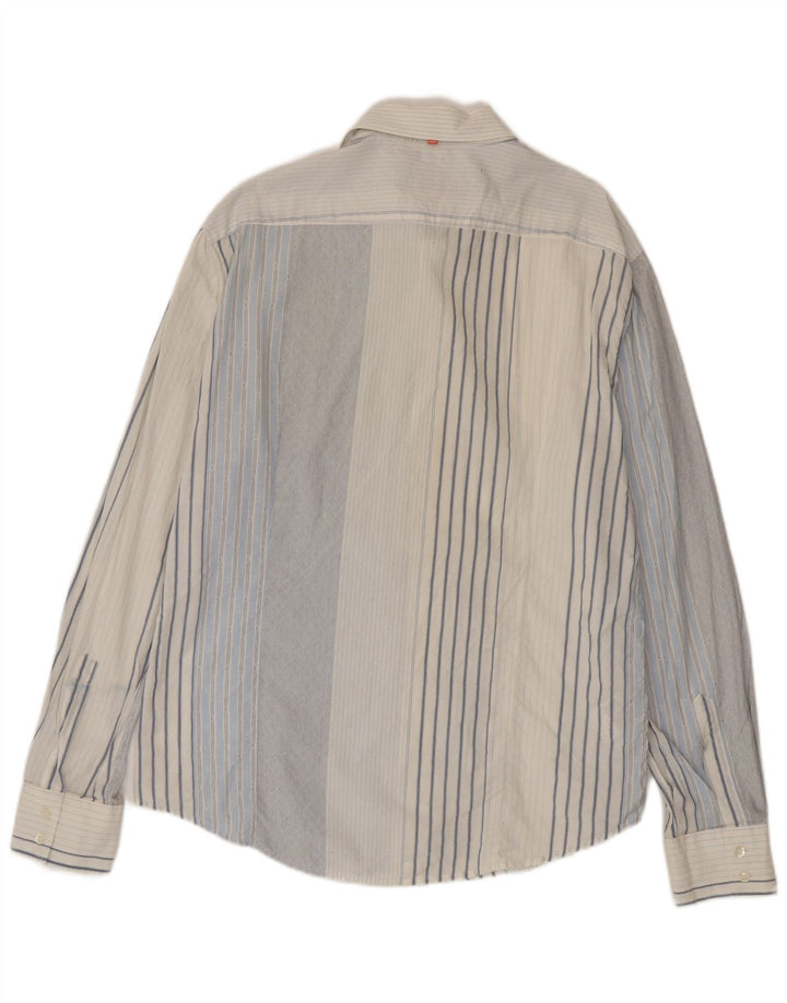 Hugo Boss Mens Shirt XL Blue Striped Cotton