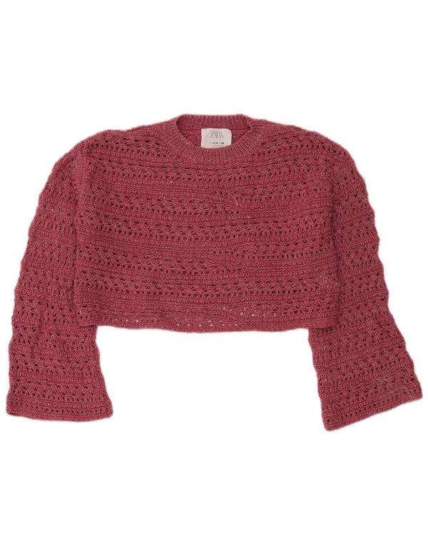 Zara Pull court à col rond pour fille 11-12 ans Rose Polyamide