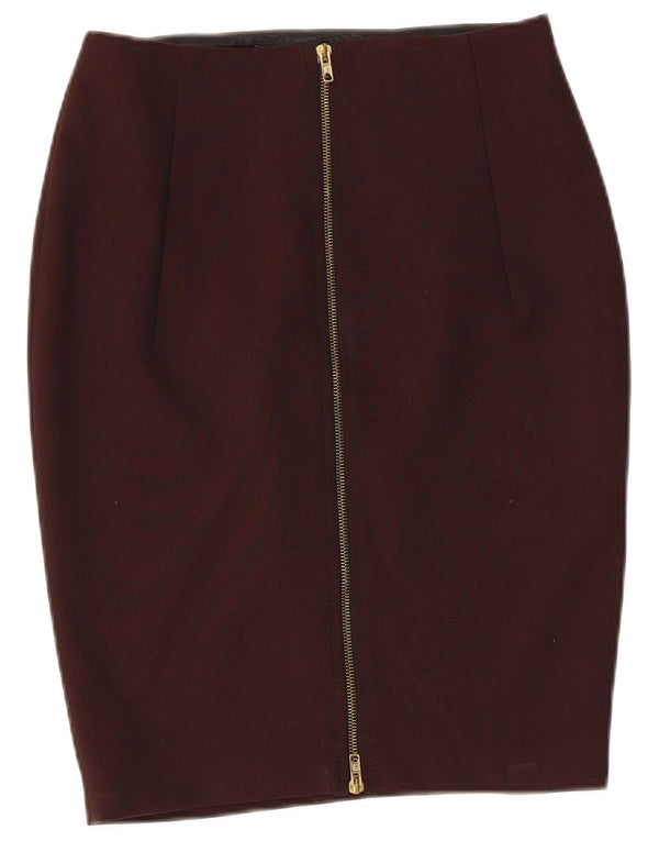 Zara Womens Pencil Skirt Medium W28  Maroon Viscose