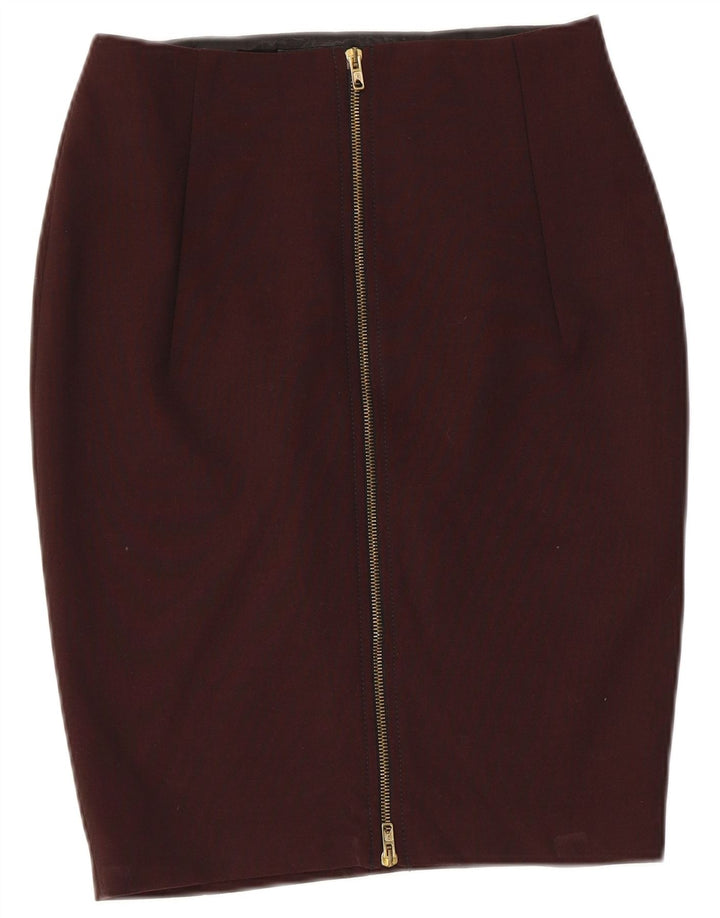 Zara Womens Pencil Skirt Medium W28  Maroon Viscose