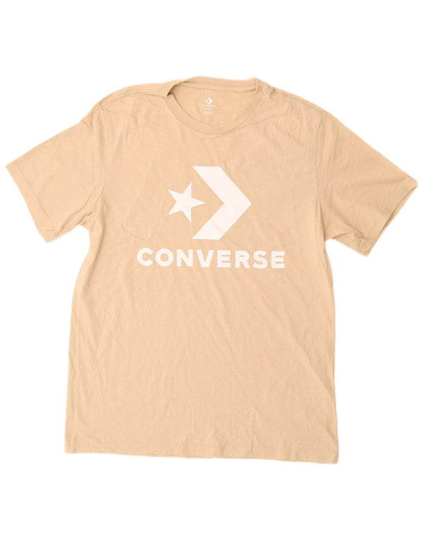 Converse Mens Graphic T-Shirt Top Medium Beige Cotton