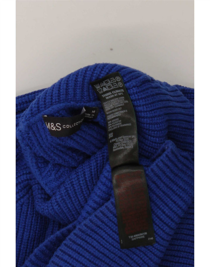 Marks & Spencer Womens Roll Neck Jumper Sweater UK 14 Medium Blue Viscose