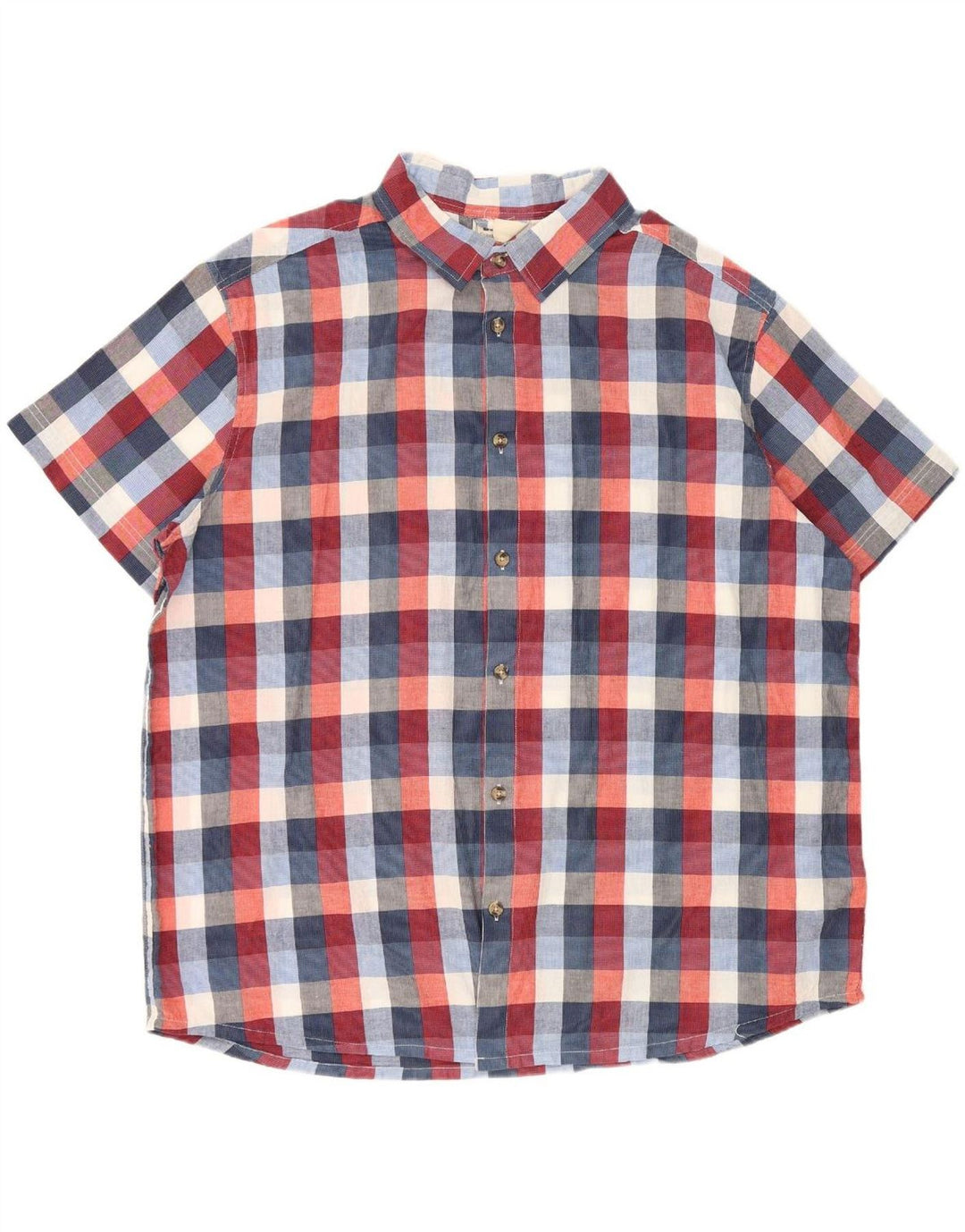 MOUNTAIN WAREHOUSE Mens Short Sleeve Shirt 2XL Multicoloured Check Cotton