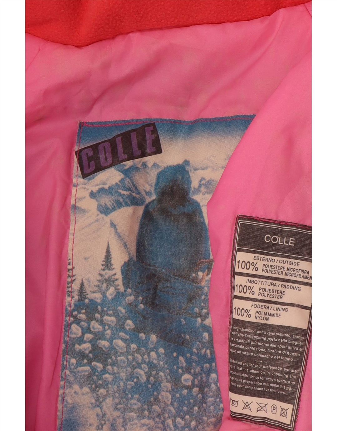 Colle Womens Hooded Ski Jacket UK 10 Small Pink Colourblock Polyester