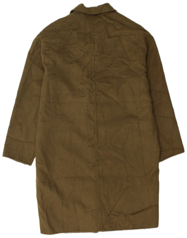 Zara Womens Oversized Overcoat UK 16 Large Khaki Wool