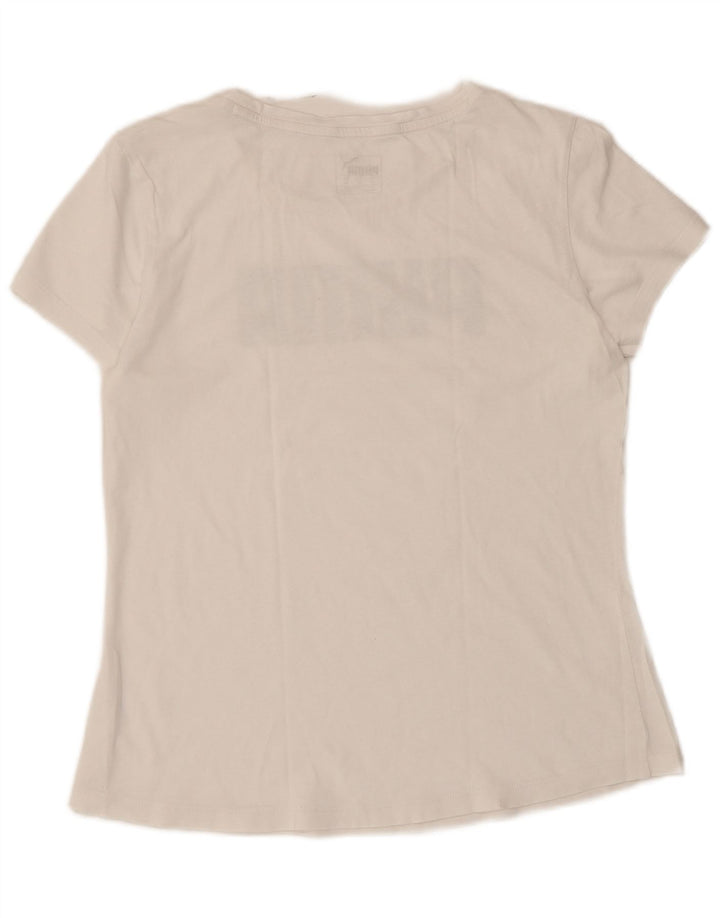 Puma Womens Graphic T-Shirt Top UK 12 Medium White