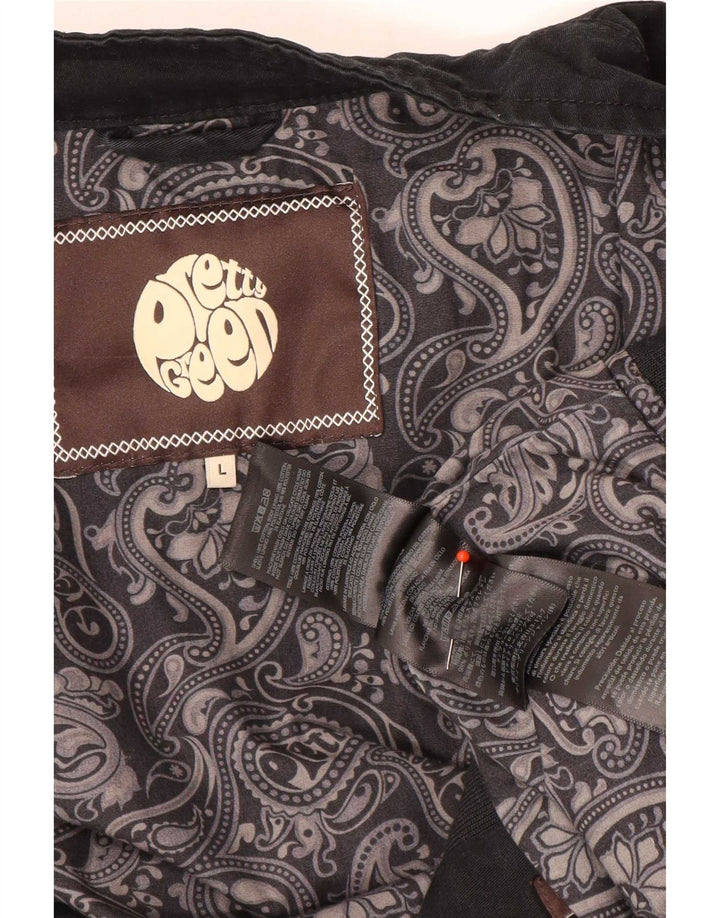 Pretty Green Herren Bomberjacke UK 40 Große schwarze Baumwolle