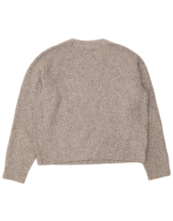 Zara Girls Crop Crew Neck Jumper Sweater 11-12 År Grå Polyester