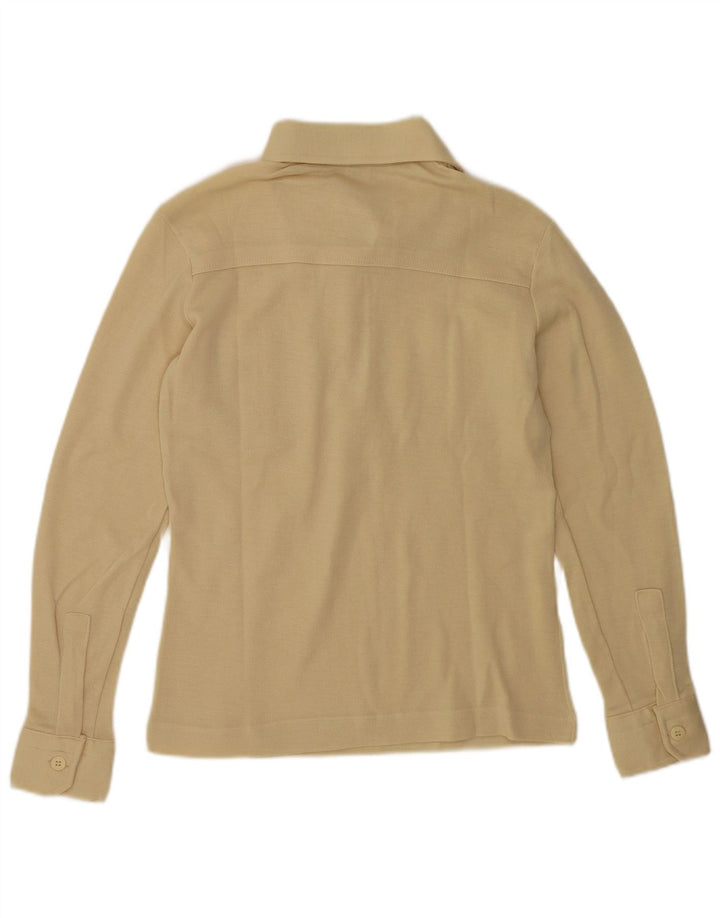 BETA Mens Long Sleeve Polo Shirt IT 48 Medium Beige
