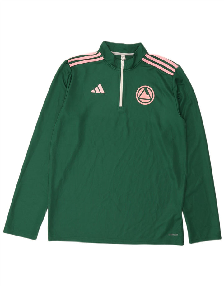 Adidas Hommes Aeroready Zip Neck Pull Survêtement Top Grand Vert Polyester