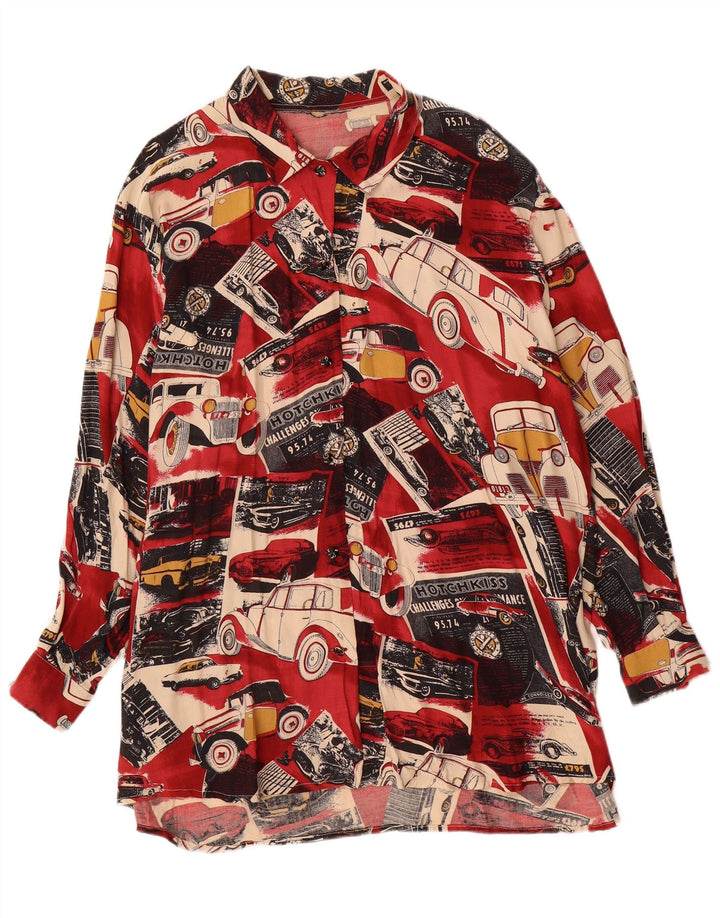 Vintage kvinders abstrakt mønster skjorte 3XL flerfarvede biler
