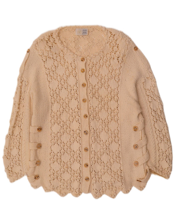 Golden Spiderweb Γυναικείο πουλόβερ ζακέτα UK 18 XL από λευκό βαμβακερό