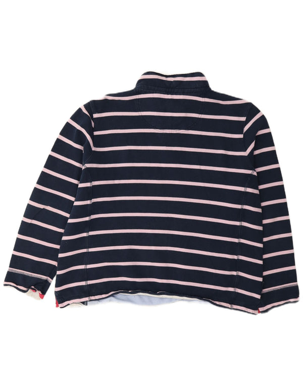 Crew Clothing Sweat-shirt à col zippé pour femme UK 18 XL Bleu marine rayé