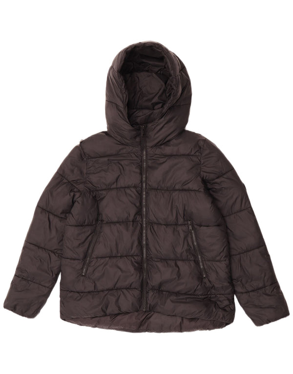 Zara Mujer Chaqueta Acolchada Con Capucha UK 44 Mediana Nylon Negro