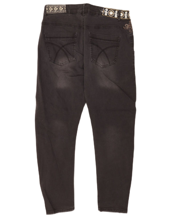 Vaqueros Desigual Mujer Desgastados Crop Slim W30 L25 Algodón Negro