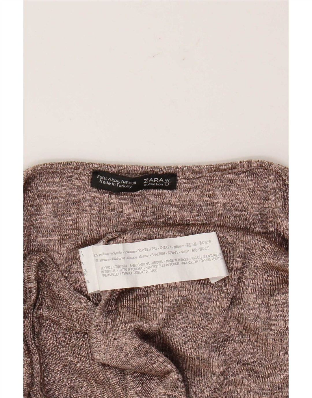 Top Zara da donna a maniche lunghe UK 16 Large Marrone Poliestere