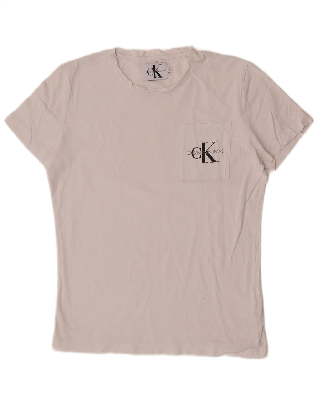 Calvin Klein Jeans Mens Short Sleeve Regular T-Shirt Top Medium White
