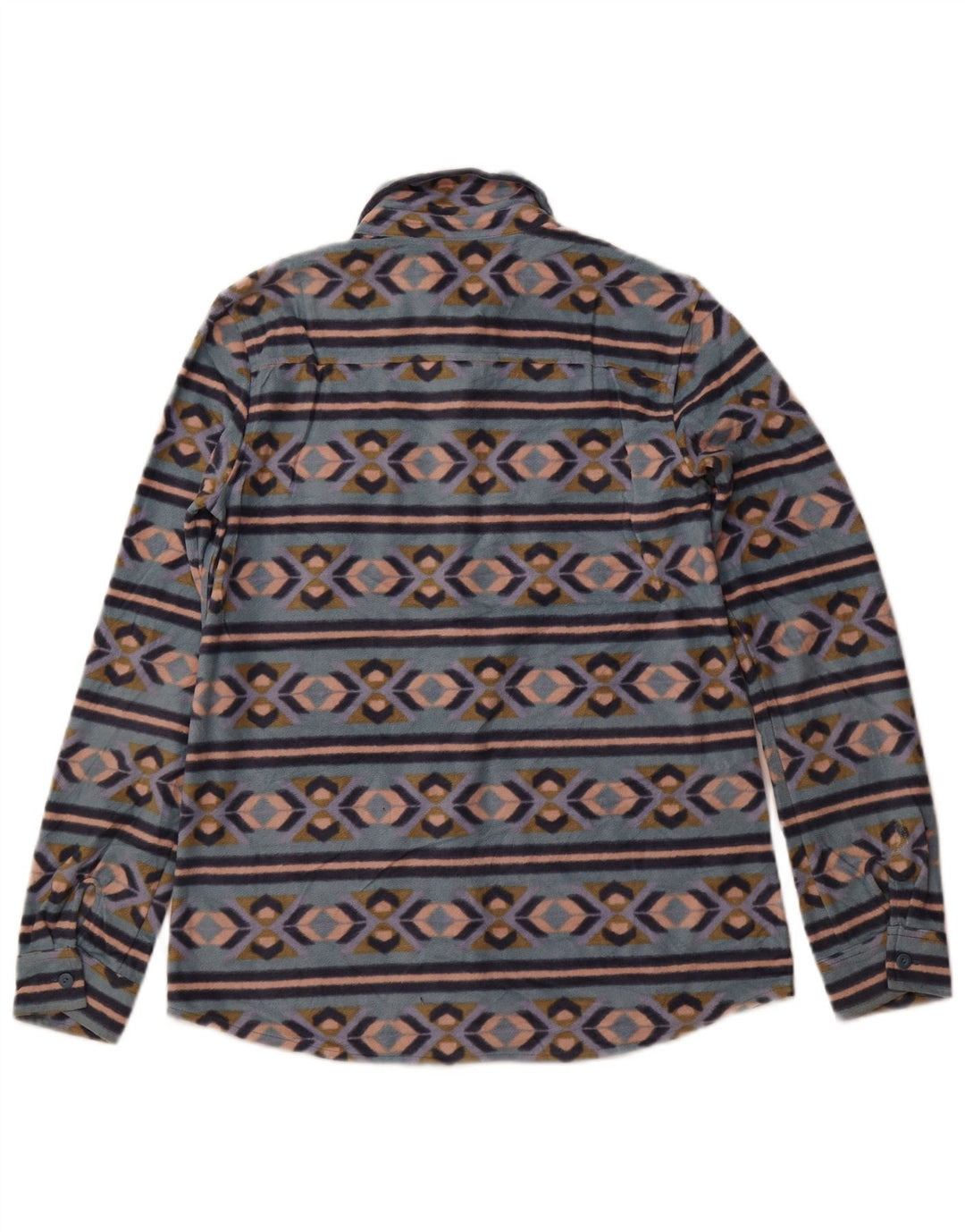 EDDIE BAUER Womens Fleece Shirt UK 12 Medium Blue Fair Isle Polyester