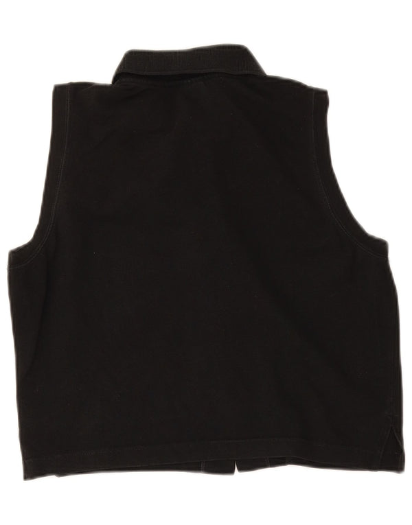 Lacoste Womens Crop ærmeløs skjortebluse Størrelse 44 Large Sort