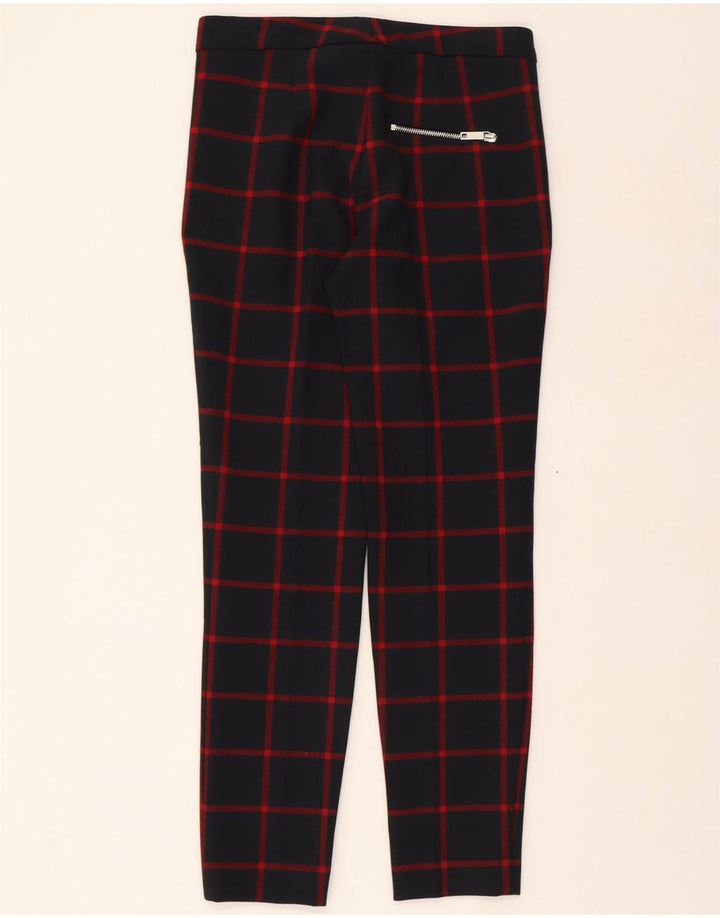 ZARA Womens Slim Chino Trousers Medium W30 L28 Navy Blue Check Polyester Vintage Zara and Second-Hand Zara from Messina Hembry 