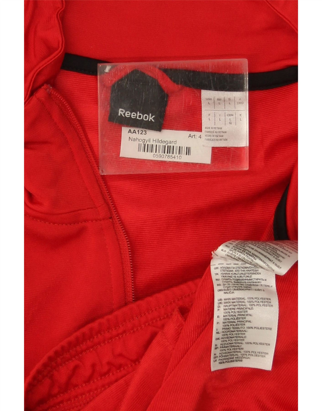 Reebok Mens Tracksuit Top Jacket Large Red Colourblock Polyester