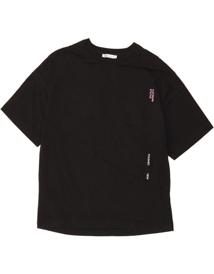ZARA Mens Graphic T-Shirt Top Small Black Vintage Zara and Second-Hand Zara from Messina Hembry 