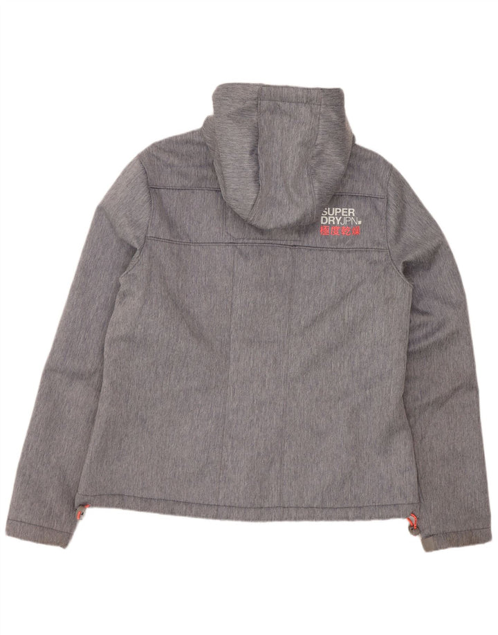 Superdry Womens Hooded Windbreaker Jacket UK 16 Large Grey Polyester
