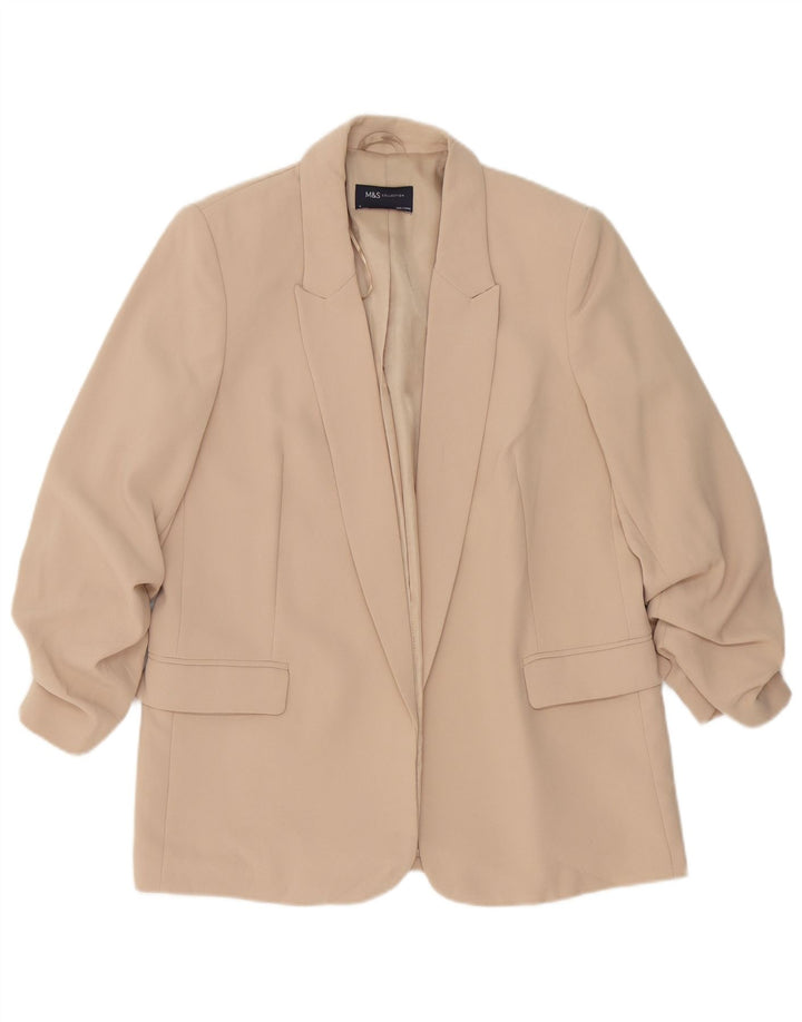 Jachetă pentru femei Marks & Spencer Open Blazer UK 12 Medium Bej Poliester