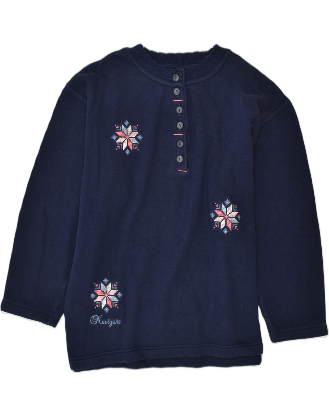 NAVIGARE Womens Crew Neck Jumper Sweater UK 16 Large Navy Blue Classic | Vintage | Thrift | Second-Hand | Used Clothing | Messina Hembry 