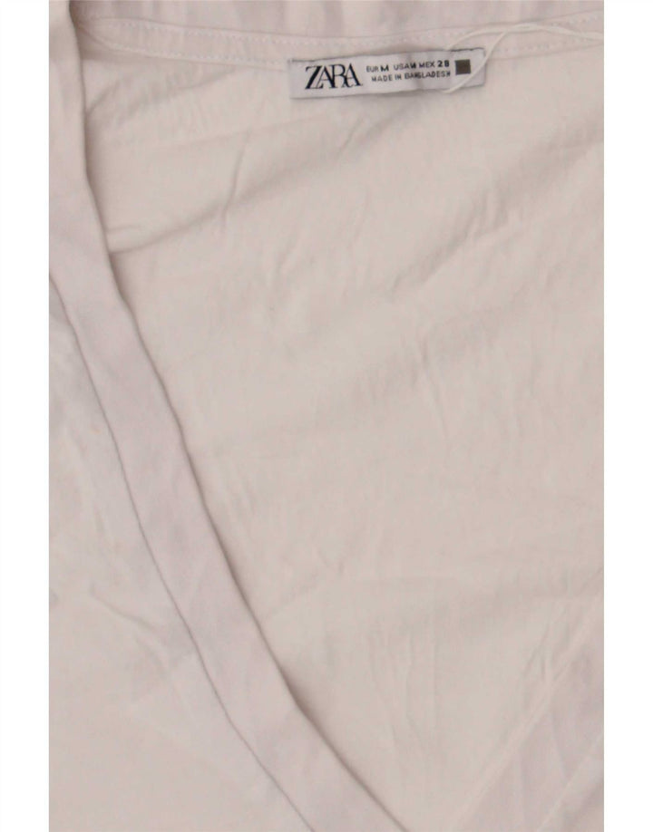 Zara Damen T-Shirt Top UK 14 Medium Weiß