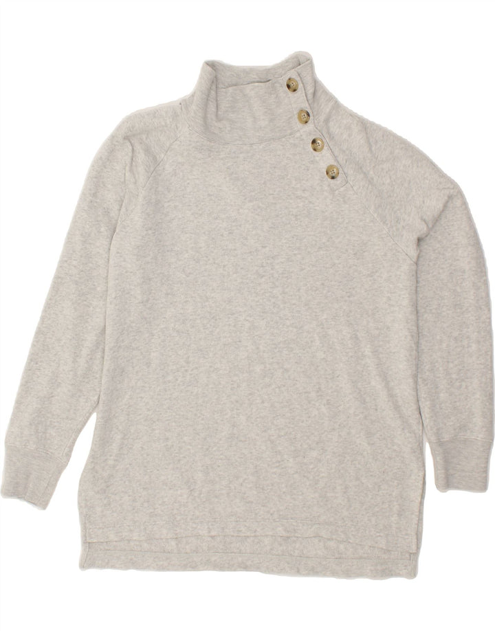 J. CREW Womens Oversized Button Neck Sweatshirt Jumper UK 10 Small Grey Vintage J. Crew and Second-Hand J. Crew from Messina Hembry 