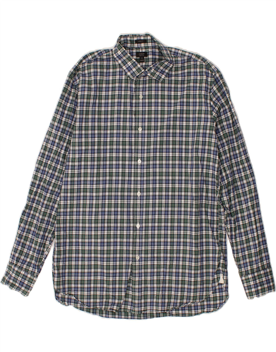 J. CREW Mens Ludlow Shirt XL Blue Check Cotton Vintage J. Crew and Second-Hand J. Crew from Messina Hembry 