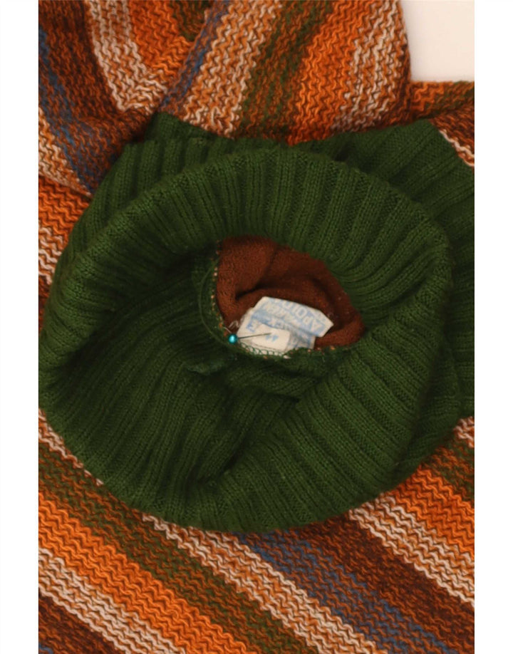 vintage Femme Roll Neck Jumper Pull IT 44 Moyen Multicolore Rayé