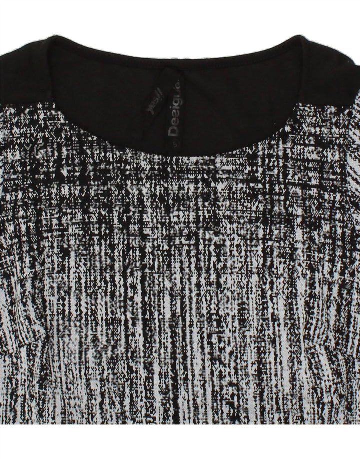 DESIGUAL Womens Abstract Pattern Sheath Dress UK 10 Small Black Cotton Vintage Desigual and Second-Hand Desigual from Messina Hembry 