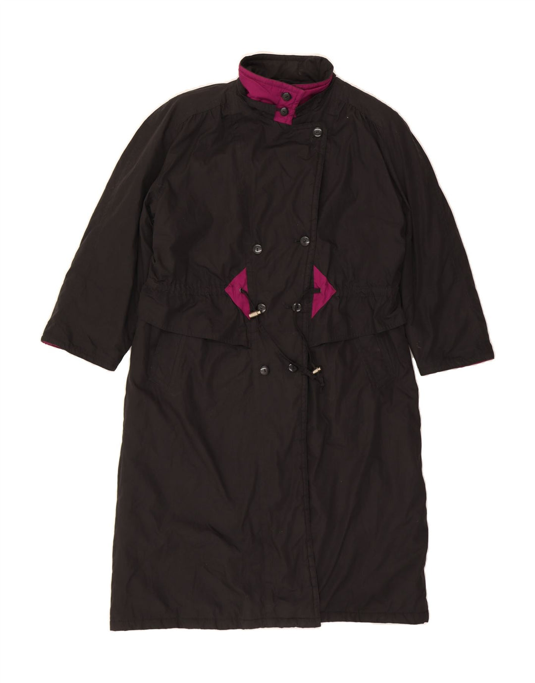 VINTAGE Womens Overcoat UK 18 XL Black Colourblock Polyester Vintage Vintage and Second-Hand Vintage from Messina Hembry 