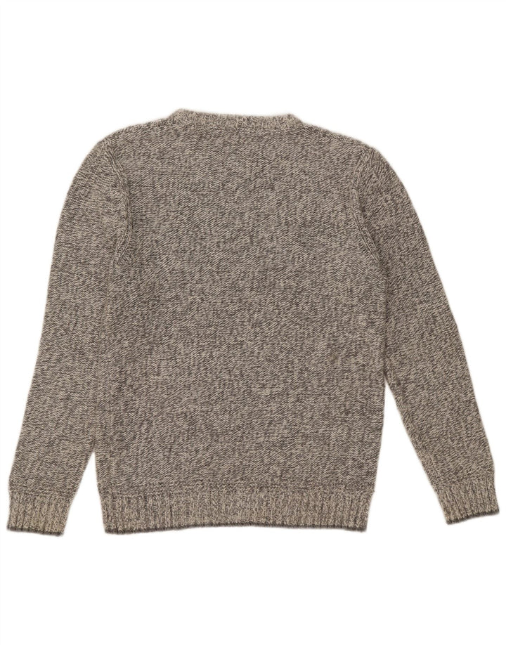 Maglione girocollo da uomo Fat Face in cotone chiazzato grigio medio