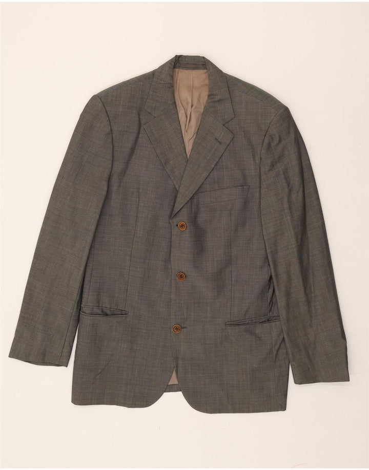 Hugo Boss Mens 3 Button Blazer Jacket EU 50 Large Grey Virgin Wool
