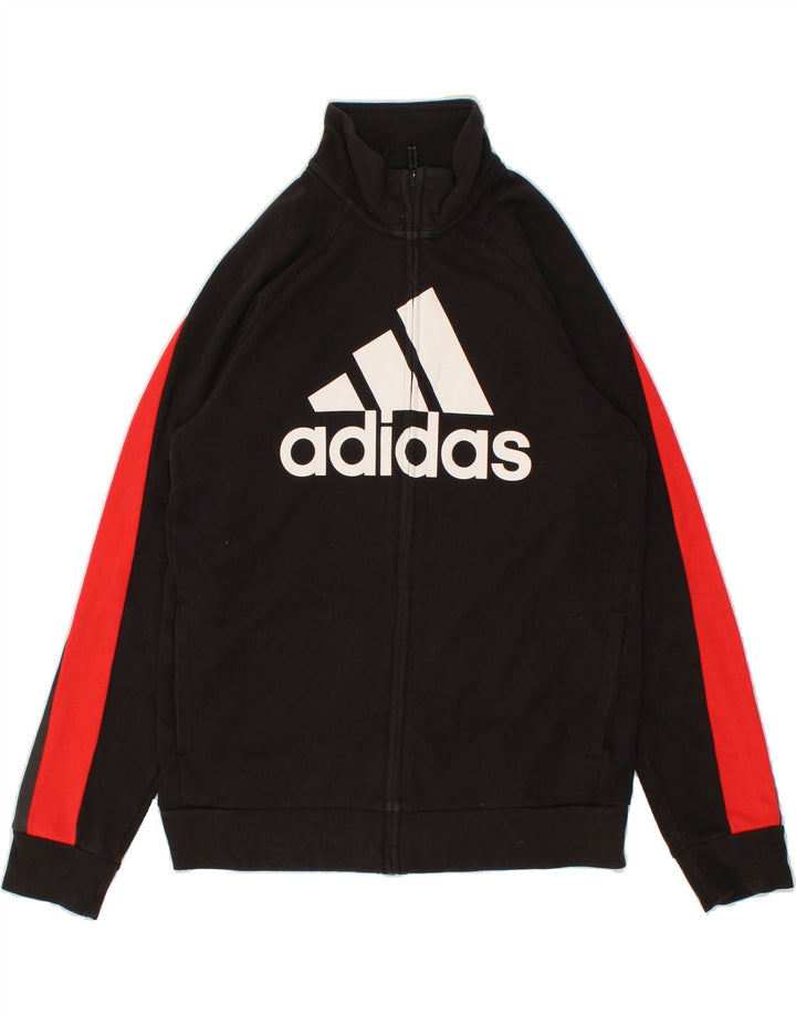 ADIDAS Boys Graphic Tracksuit Top Jacket 13-14 Years Large  Black Vintage Adidas and Second-Hand Adidas from Messina Hembry 