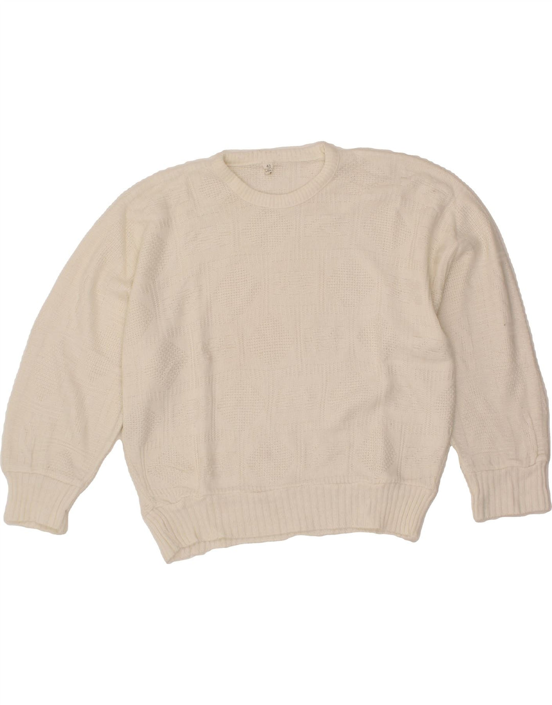 VINTAGE Womens Oversized Crew Neck Jumper Sweater IT 42 Medium White Vintage Vintage and Second-Hand Vintage from Messina Hembry 
