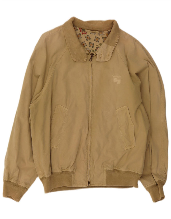 Vintage Bomber Jacket UK 40 Stor Beige Bomuld