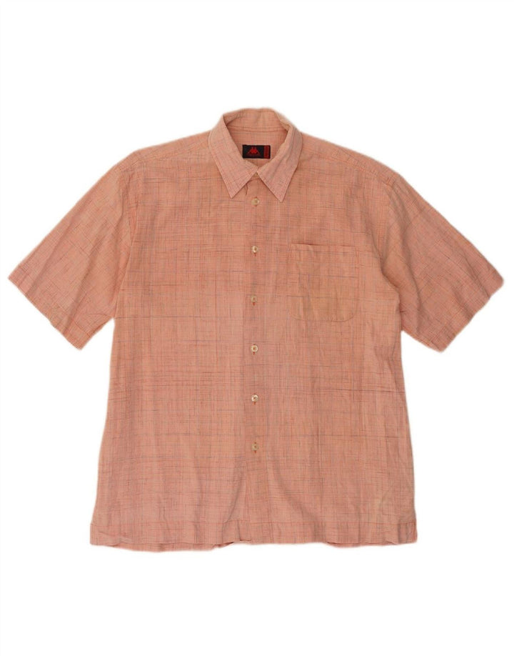 KAPPA Mens Short Sleeve Shirt Medium Orange Flecked Cotton Vintage Kappa and Second-Hand Kappa from Messina Hembry 