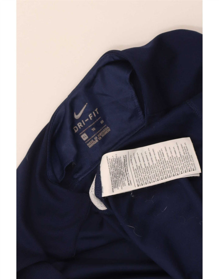 Nike Hommes Dri Fit Zip Neck Pull Survêtement Top XL Bleu Marine Polyester