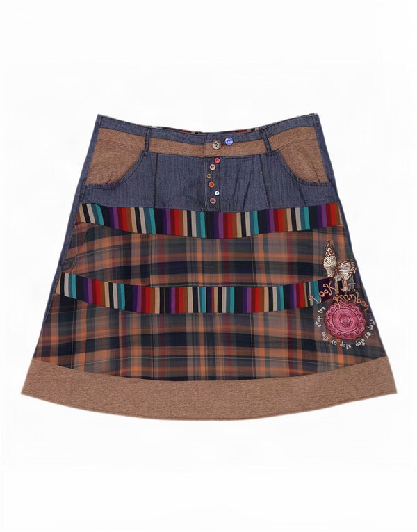 Desigual Damen Grafik-Jeansrock 3XL W42 Mehrfarbig kariert