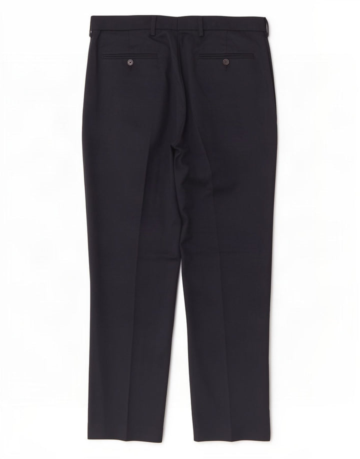 Marks & Spencer Mens Regular Suit Trousers W36 L31 Navy Blue Polyester