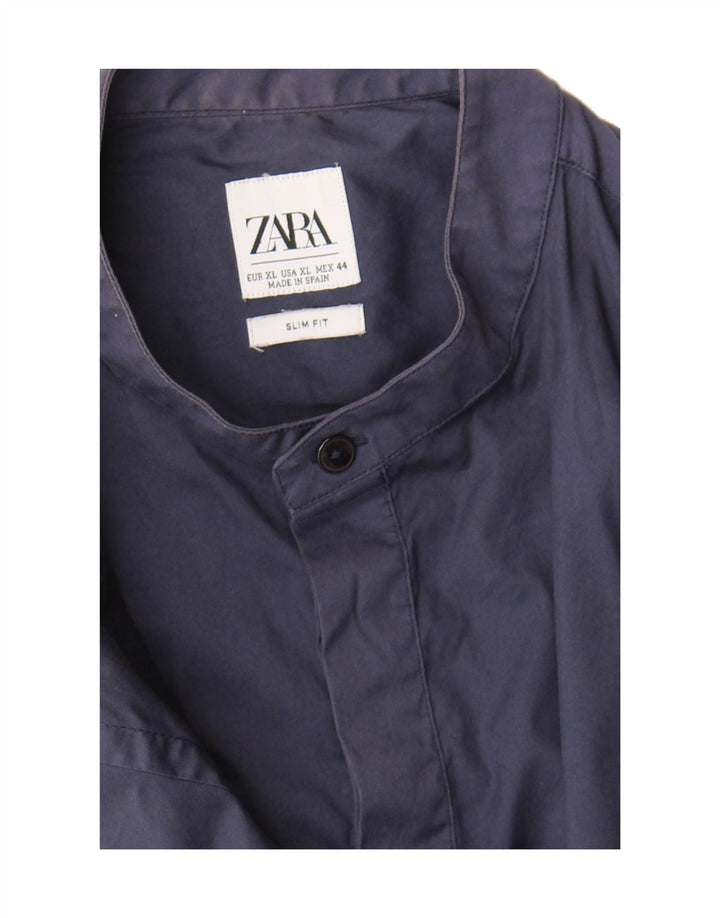 ZARA Mens Slim Fit Short Sleeve Pullover Shirt XL Navy Blue Vintage Zara and Second-Hand Zara from Messina Hembry 
